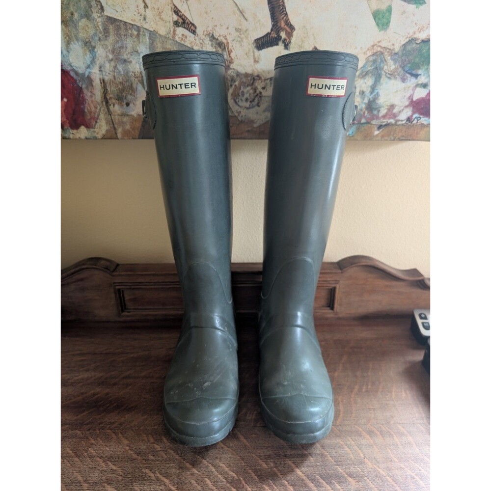 Hunter Original Tall Womens Size 5 Green Outdoor Waterproof Knee High Rain Boots